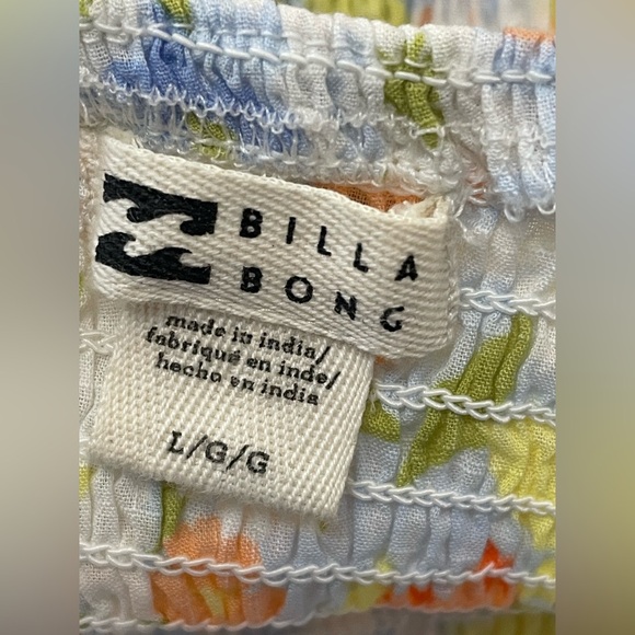 BILLABONG‎ Feeling Groovy Smocked Cropped Puff Sleeve Floral Print Top LG - Picture 13 of 15